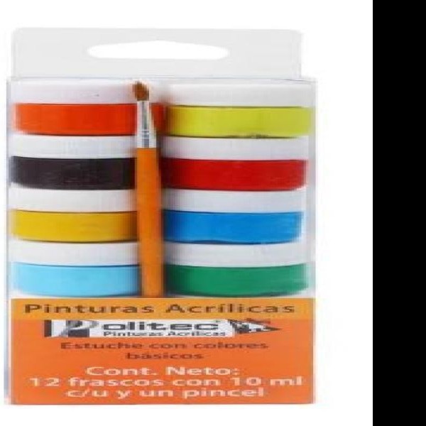 PINTURA ACRILICA POLITEC BLISTER C12 FRASC.CPINCEL BASICOS